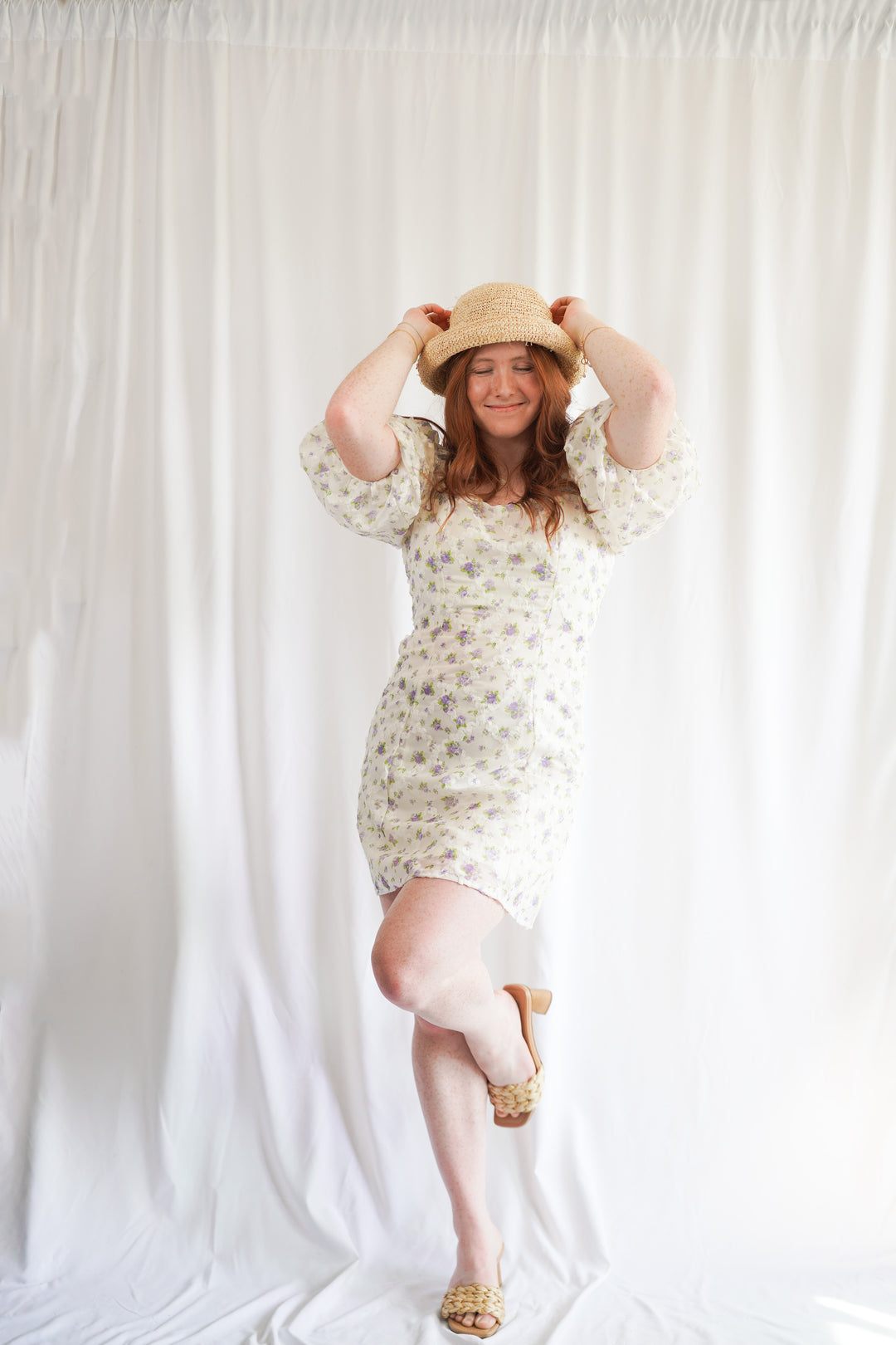 Lilac Embroidered Floral Mini Dress